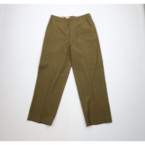 Vtg 40s 50s Korean World War II Mens 33x31 Distressed Wool Trousers Pants USA